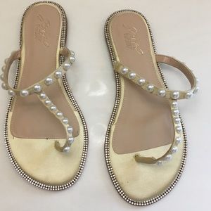 Gold satin sandals